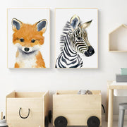 Fox & Zebra Canvas Painting